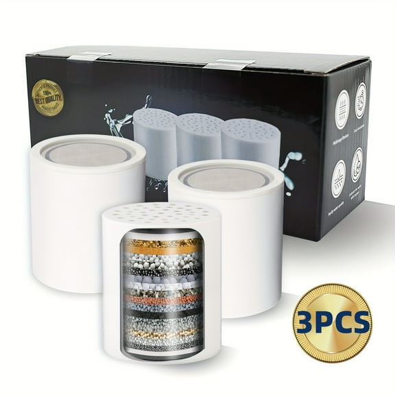 3 Pack 20 Stage Shower Filter Universal Replacement Cartridge Hard Water Purifier Removes Chlorine, Heavy Metals, Iron, Other Sediments, Water Softener with High Output