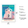thumbnail image 2 of Mexico - Western Airlines - Spanish Mission Three-Bell Campanario (Bell Wall) - Vintage Airline Travel Poster by Will Grant c.1959 - Fine Art Matte Paper Print (Unframed) 20x26in, 2 of 4