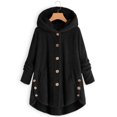 thumbnail image 2 of Womens Cardigan Plus Size Button Plush Tops Hooded Loose Cardigan Wool Coat Winter Jacket Navy Xl, 2 of 7