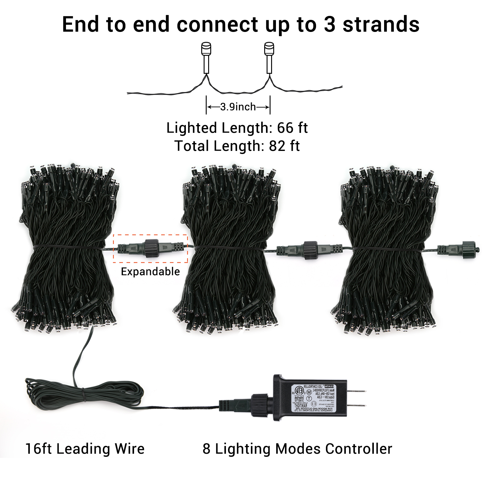 Toodour 82-Foot 200-LED Christmas String Lights, Multicolor photo 2