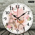 thumbnail image 2 of Paris Eiffel Tower Bicycle Wall Clock Silent Non Ticking Wall Clocks Battery Operated Round Wall Decor for Bathroom Kitchen Bedroom 10 in, 2 of 9