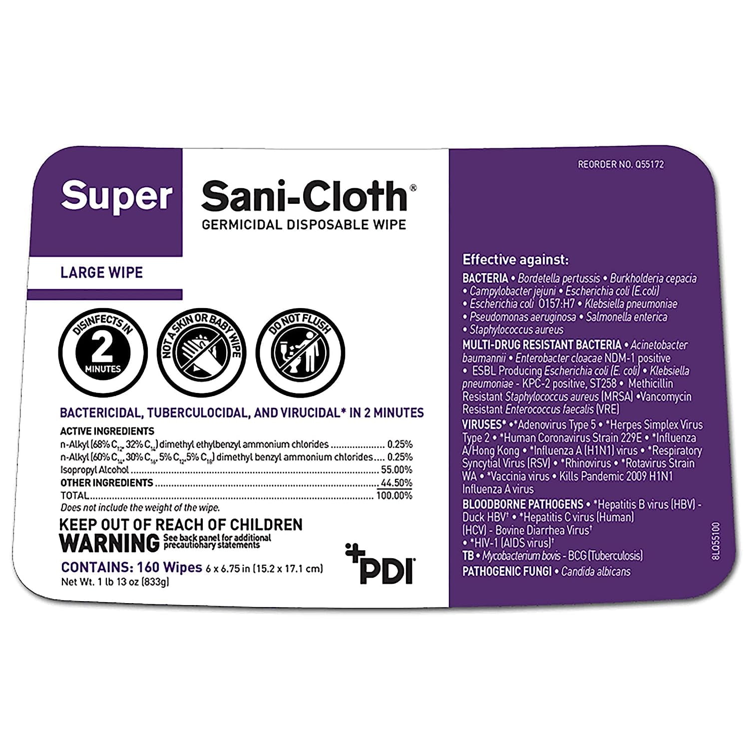 Professional Disposables Surface Disinfectant Super Sani-Cloth Wipes, 160 Count (2 Pack)