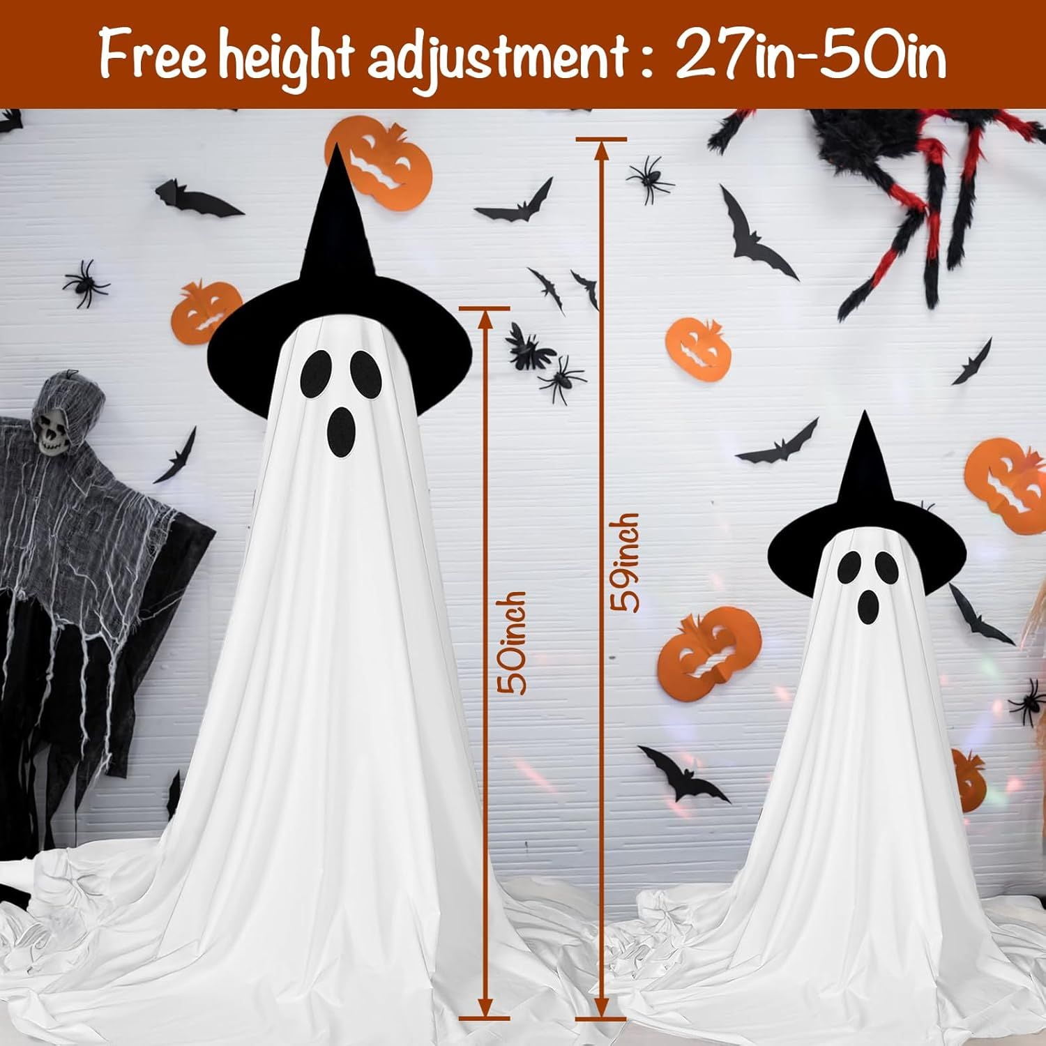 2 Packs Halloween Decorations Outdoor Spooky Ghosts with LED Lights & Remote Ghost Lights for Halloweens Party Decoration Indoor Front Yard Lawn Porch Garden Halloween