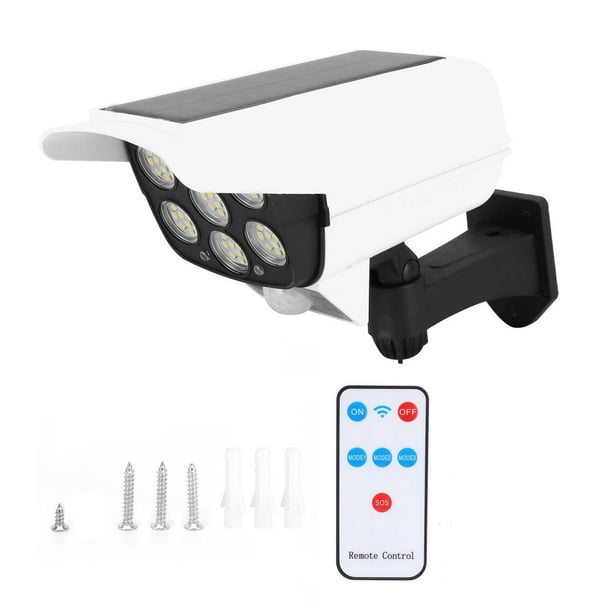 Lámpara de pared LED solar con cámara simulada, lámpara de inducción con control remoto, luz blanca para jardín y calle.
