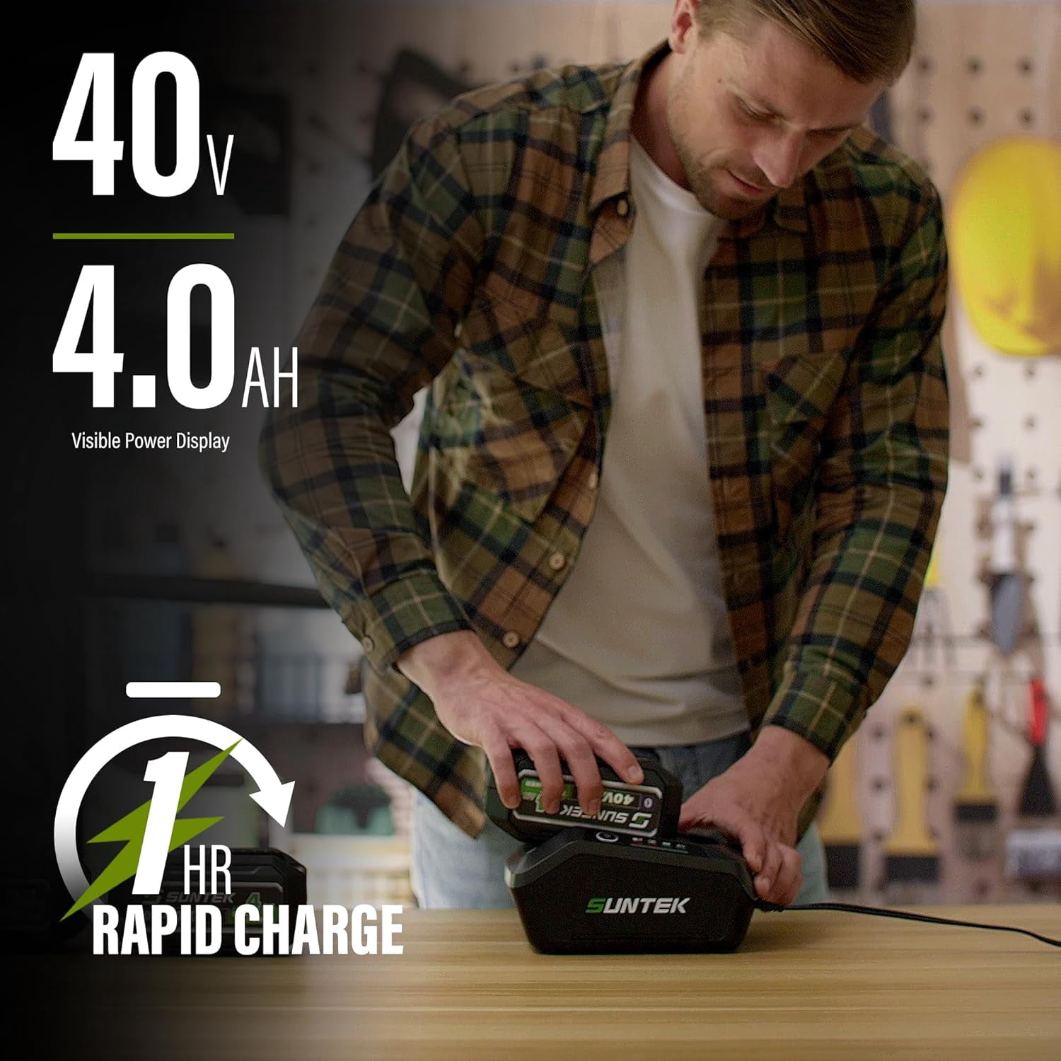 SUNTEK 40V 650CFM Cordless Leaf Blower with 4.0Ah Battery and Rapid Charger, IOT and APP Connection