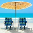 thumbnail image 6 of Folding Backpack Beach Chair Set of 2, 4 Positions Lay Flat Beach Chairs with Cup Holder& Storage Back Pouch& Backpack Straps& Adjustable Headrest for Sunbathing, Pool, Support 330 LBS, Stripe, 6 of 7