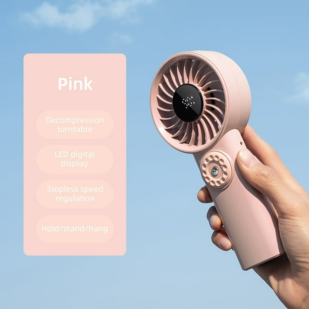 Wmhnj Ventilador de mano digital plegable con 100 velocidades, 3600 mAh, 8 horas de autonoma, recargable por USB, porttil para colgar en el cuello.
