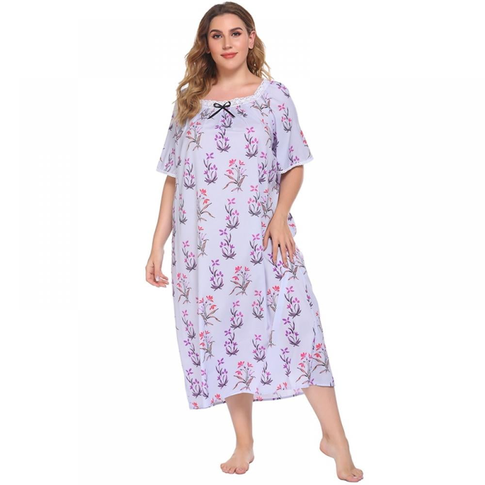 Nightgowns for Women Plus Size Short/Long Sleeve Night Gowns Ladies  Oversized House Dress Print Comfy Sleepwear XL-19XL, G-blue, 4XL : Buy  Online at Best Price in KSA - Souq is now Amazon.sa: