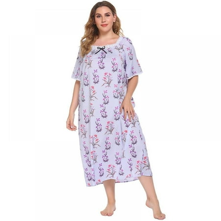 

Women Nightgowns Soft Short Sleeves Comfy Ladies Nightdress