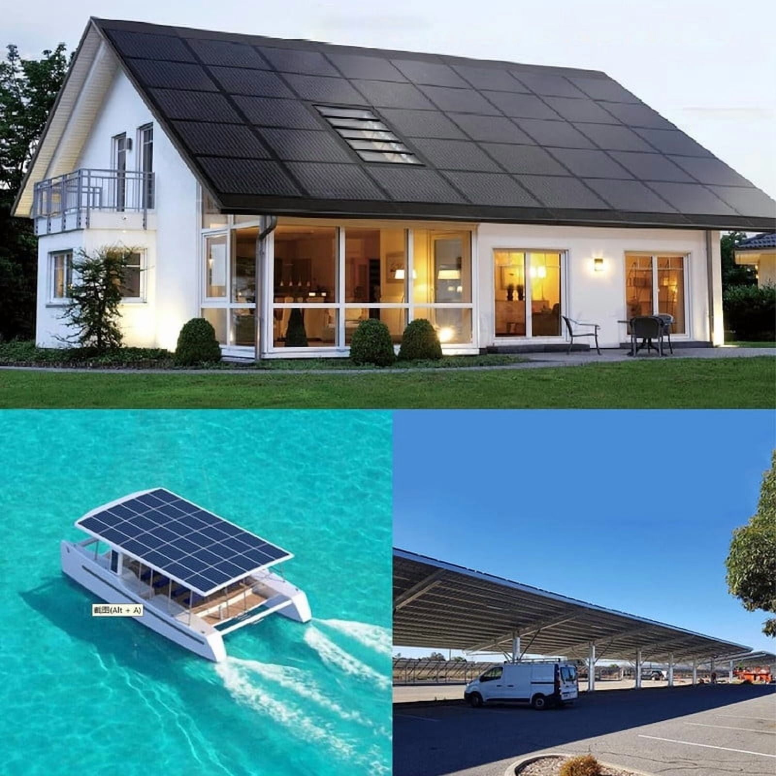 200 Watt Solar Panel 18BB, 25% High Efficiency, N-Type 12V 200W Solar Panel, Monocrystalline PV Modules, for Rooftop, RV, Farm, Trailer, Marine, Home Off-Grid System