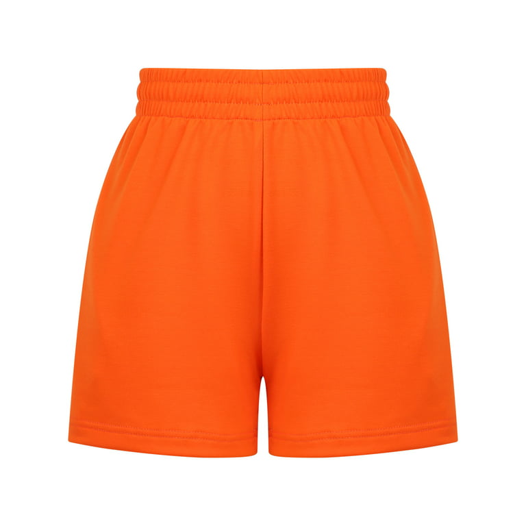 Izhansean Women's Sweat Shorts Casual Summer Drawstring Athletic Shorts  Elastic High Waist Workout Sports Running Shorts Orange S