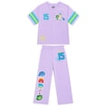 thumbnail image 3 of Inside Out Girls' Athletic Front & Back T-shirt with Embroidery & Straight Leg Fleece Pants, 2-Piece, Sizes 4-16, 3 of 10