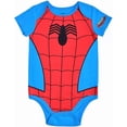 thumbnail image 4 of Avengers Short Sleeve Onesie with Cap, Spiderman Bodysuit, Baby Costume Romper, Blue, Size 18M, 4 of 4
