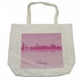 thumbnail image 1 of Chicago Skyline Shopping Bag, United States Scenery in Soft Tones Urban Downtown Illustration, Eco-Friendly Reusable Bag for Groceries Beach and More, 15.5" X 14.5", Cream, by Ambesonne, 1 of 2