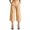 thumbnail image 5 of Bosfbaoi Capri Pants for Women Button Fly High Waist Pinstripe Cropped Culotte Pants Pleated Wide Leg Womens Pants Office Work Pants for Women, 5 of 5