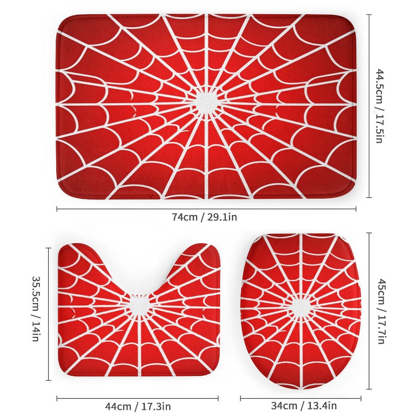 Red Spider Web Black Cartoon Shower Curtain Waterproof Bathroom Curtain Set 4pcs with Hooks Rugs Mat Bathroom Curtains Home Decor
