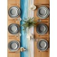 thumbnail image 6 of Teal Beige Gradient Beach Table Runner, Abstracts Seaside Ocean Wave Coastal Cotton Linen Kitchen Table Decoration Washable Dining Tabletop Runners for Home Party Decor 14x72 Inches, 6 of 9