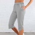 thumbnail image 2 of Women's High Waisted Capri Pants with Pockets Knee Length Quick Dry Athletic Yoga Workout Swim UPF50+ Summer 2025 Petite Gray, 2 of 7