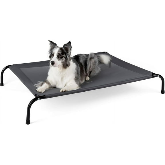 Cooling XL Elevated Dog Bed Cot for Extra Large Dogs, Outdoor Raised Dog Bed with Washable Breathable Mesh, Durable Pet Hammock with Non Slip Feet, Grey, 54 inches