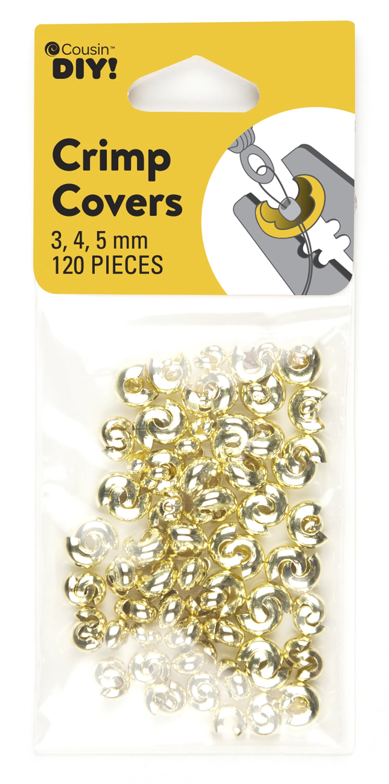(2 pack) Cousin DIY Metal Crimp Bead Cover, 120 Piece, Gold Finish