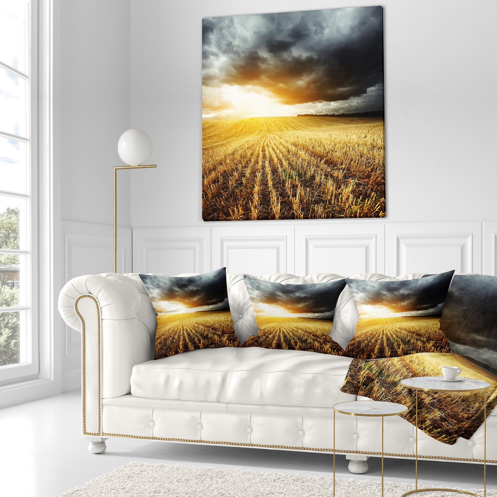 Designart 16" x 16" Yellow Polyester Throw Pillow