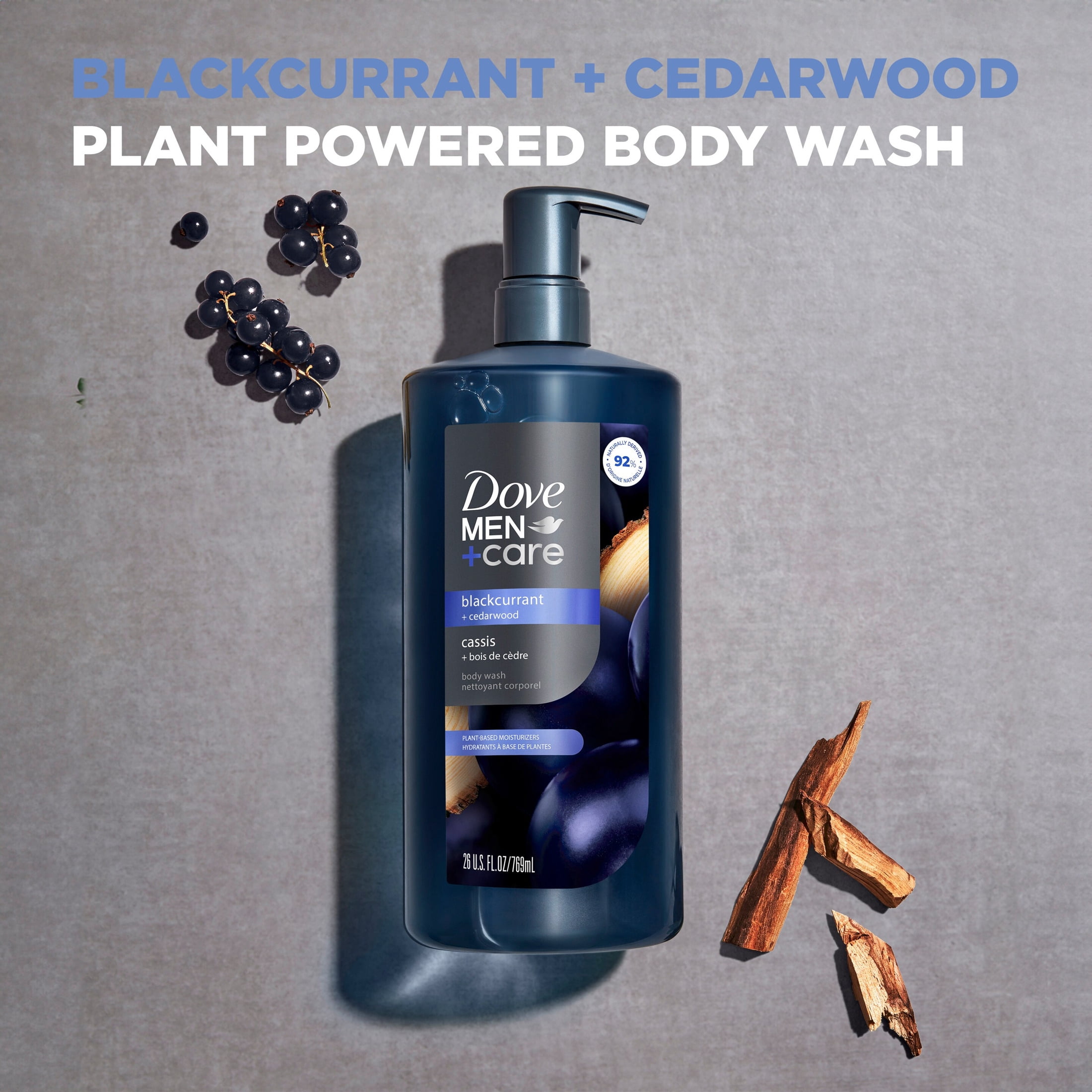 Dove Men+Care Blackcurrant + Cedarwood Moisturizing Body Wash Blackcurrant Dermatologist Body Wash For Men Sulfate Free, Paraben Free, & Dye Free , 26 fl oz