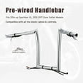 thumbnail image 3 of MoKitDora Sportster Dyna Softail Pre-wired Ape Hangers 12" Rise 1.25" Fat 1" Clamp Handlebar Meathook Bars for 12-17 Dyna Softail 2014-up Sportster, Chrome, 3 of 6