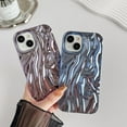 thumbnail image 3 of for iPhone 15 Case,Pleated Water Ripple Chrome Wave Pattern Soft Compatible with iPhone Case (Silver,iPhone 15), 3 of 7