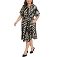 thumbnail image 4 of Agnes Orinda Women's Plus Size Dress Chevron V Neck Short Sleeve Striped Detachable Belt Casual Beach Dresses 2026 1X Black, 4 of 6