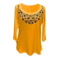 thumbnail image 1 of Blusa George Talla G Manga 3/4 con Bordado Mostaza, 1 of 4