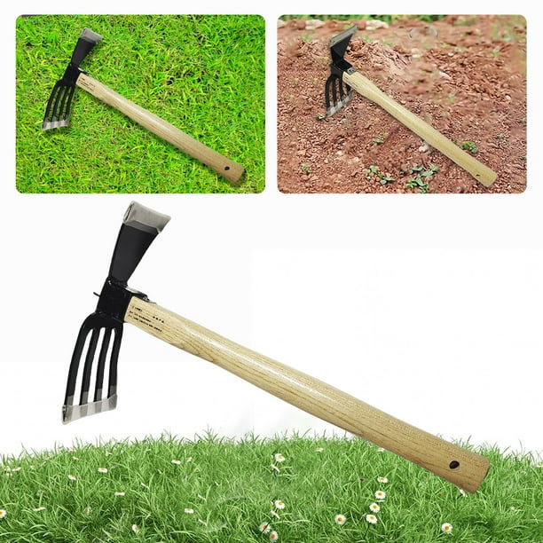 Azada Y Cultivadora Mano para Jardín Doble Propósito Rastrillo 5 Garras Herramientas Agrícola