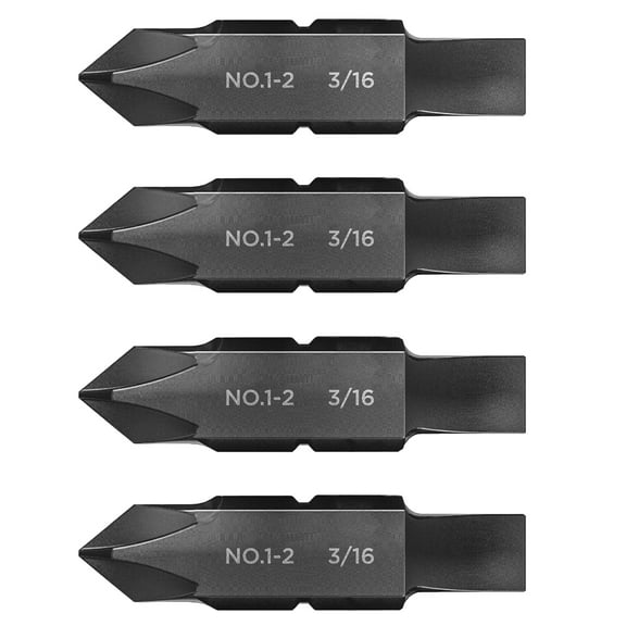 Galvanox #1-#2 Phillips & 3/16" Flat Replacement Double-Ended Flat Bits for Leatherman Multi-tools (4 Pack)