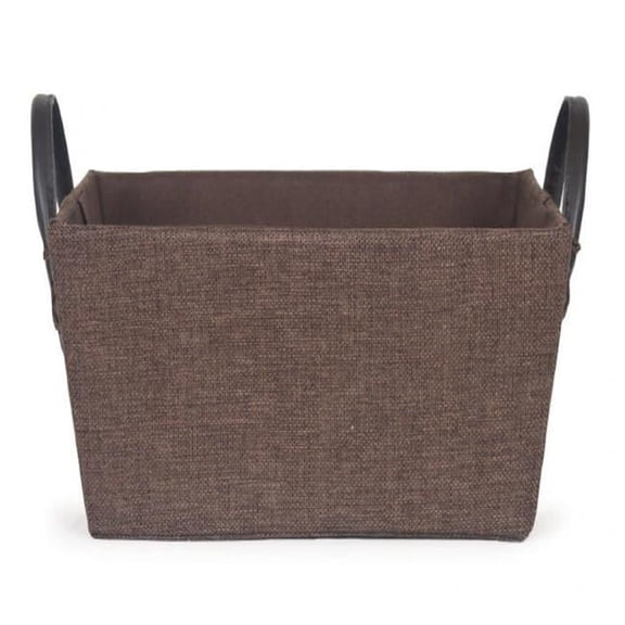 MDR Trading AI-2240AVBR-Q01 Faux Leather Handled Brown Fabric Basket