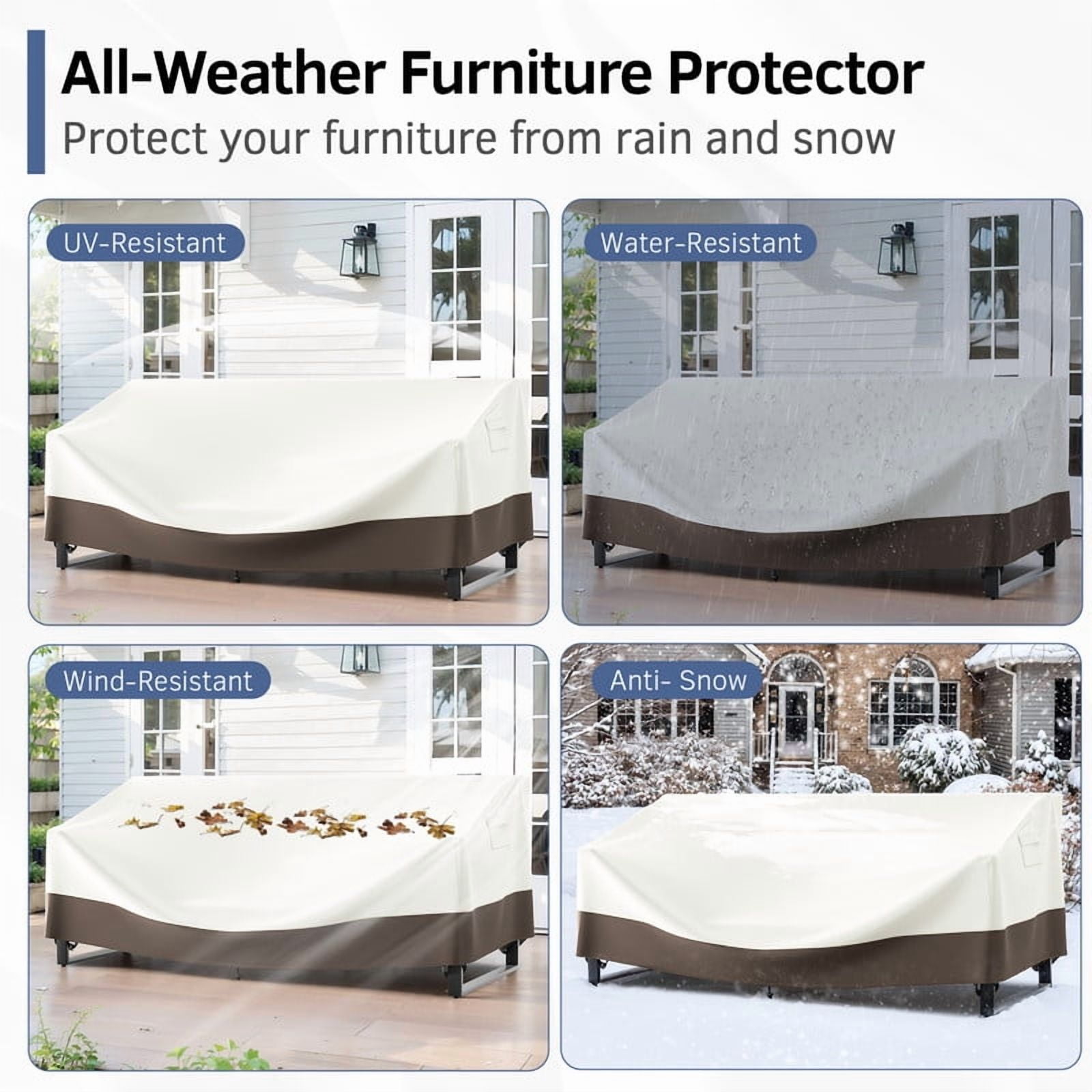 PARKWELL Patio Furniture Covers Waterproof,Outdoor 3-seater Sofa Cover,Outside Table and Chair Covers,Heavy Duty 600D Tough Oxford Cover Beige 83L x 34W x 28H inch