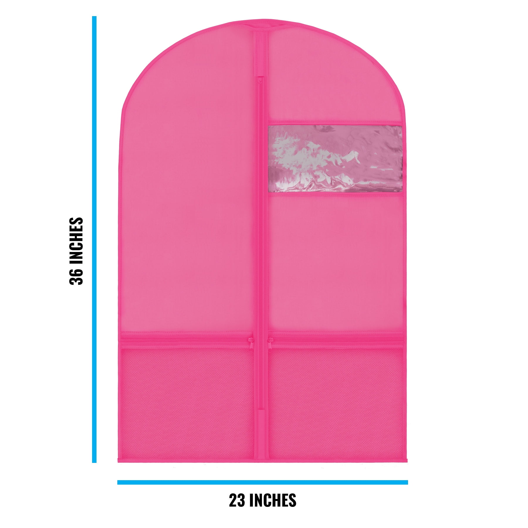 Plixio 36" Kids Garment Bags for Dance Costumes, Children Hanging Clothes, Uniform, Suits, Girls Dress Recital Closet Organizer Dance Garment Bags For Dancers w/ Zippered Pockets (6 Pack: 36" Pink)