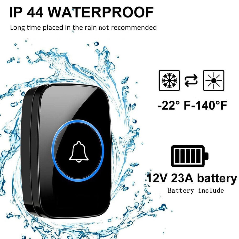 1000FT Wireless Doorbell Waterproof 2 Plugin Receiver Adjustable Volume 60 Chime