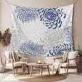 thumbnail image 2 of Blue White Large Tapestry for Bedroom Wall Hanging Tapestry, Abstract Grey Chrysanthemum Flower Floral Ceiling Backdrop Tapestries Poster Blanket Wall Decor for Teens Room Living Room Dorm 86" x 104", 2 of 8