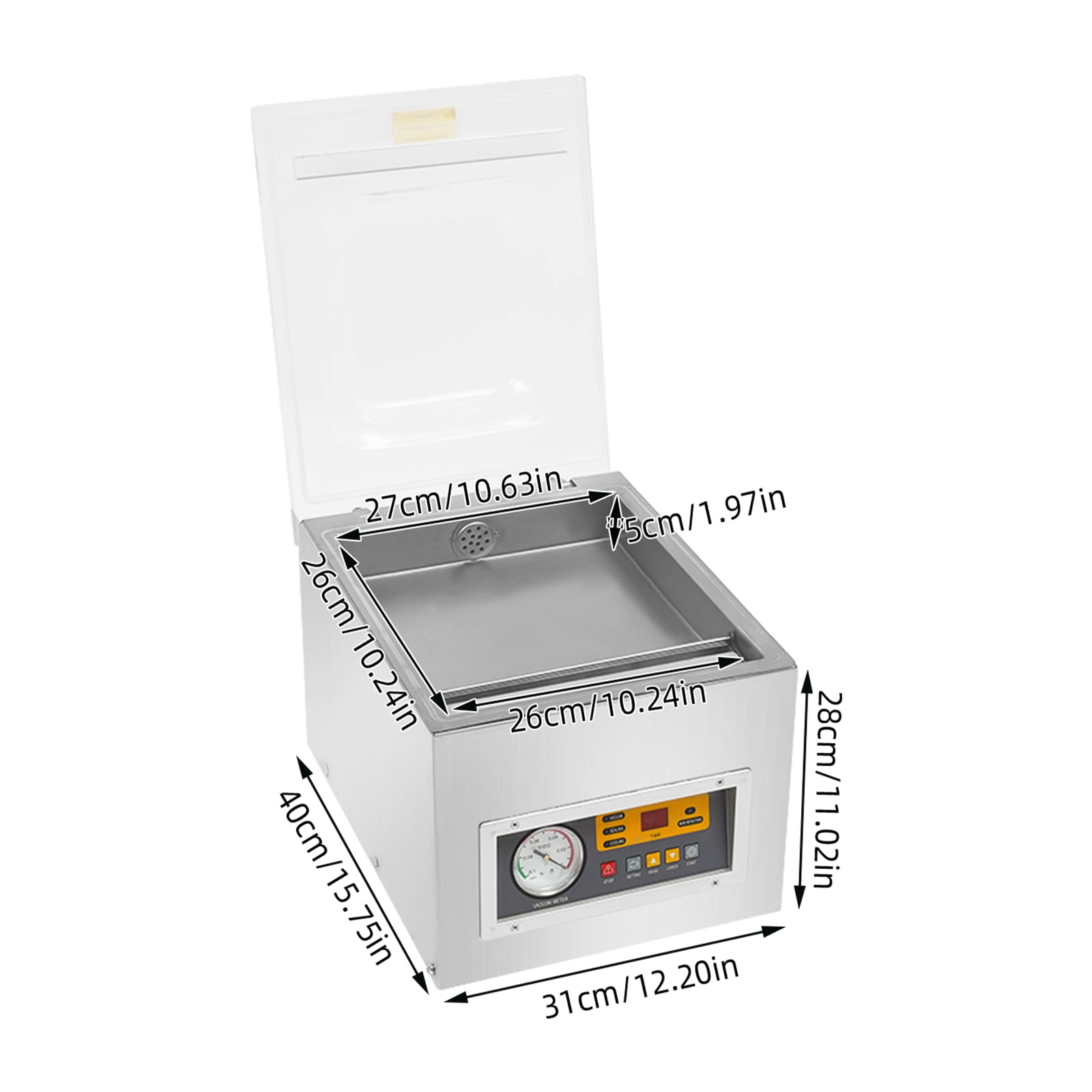 120W 40*31*28cm Commercial Vacuum Sealing Packaging Machine Silver Automatic Tabletop Sealer Chamber