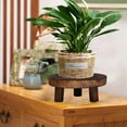 thumbnail image 3 of Mini Wooden Stool Display Stand,Round Wood Flower Pot Plant Stand Potted Stand Plant Stools Indoor Vintage Wood Grain Wooden Plant Pot Riser Stand for Indoor Outdoor Decor (L), 3 of 10