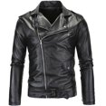 thumbnail image 1 of 2023 Spring Autumn Plush New Leisure Fashion Men Leather Coat Slimming Coat Motorcycle Men Wear, 1 of 4