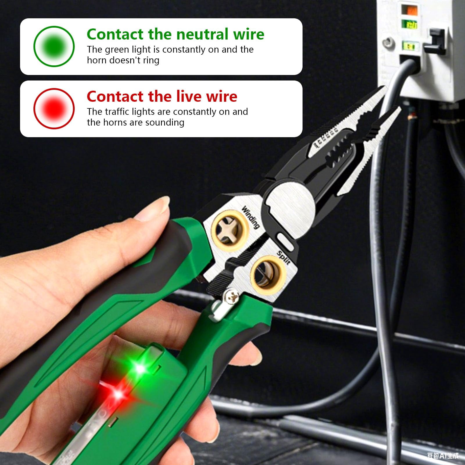8 in 1 Wire Stripper with Voltage Tester, Professional Wire Stripper Electrical Pliers, Twister, Neutral Wires Electrician, Car Repair Tool for Cutting and Pulling Wires Cable Scissors (1 PCS)