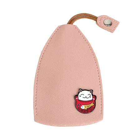 

VEAREAR Car Key Case Fortune Cat Pattern Solid Color Waterproof Key Storage Faux Leather Pull Out Key Bag Wallet Home Supplies