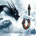 thumbnail image 6 of Dragon Hoop Earrings Sterling Silver Black Red Opal Dragon Huggie Hoop Earrings Viking Punk Rock Jewelry Gift for Men, 6 of 6