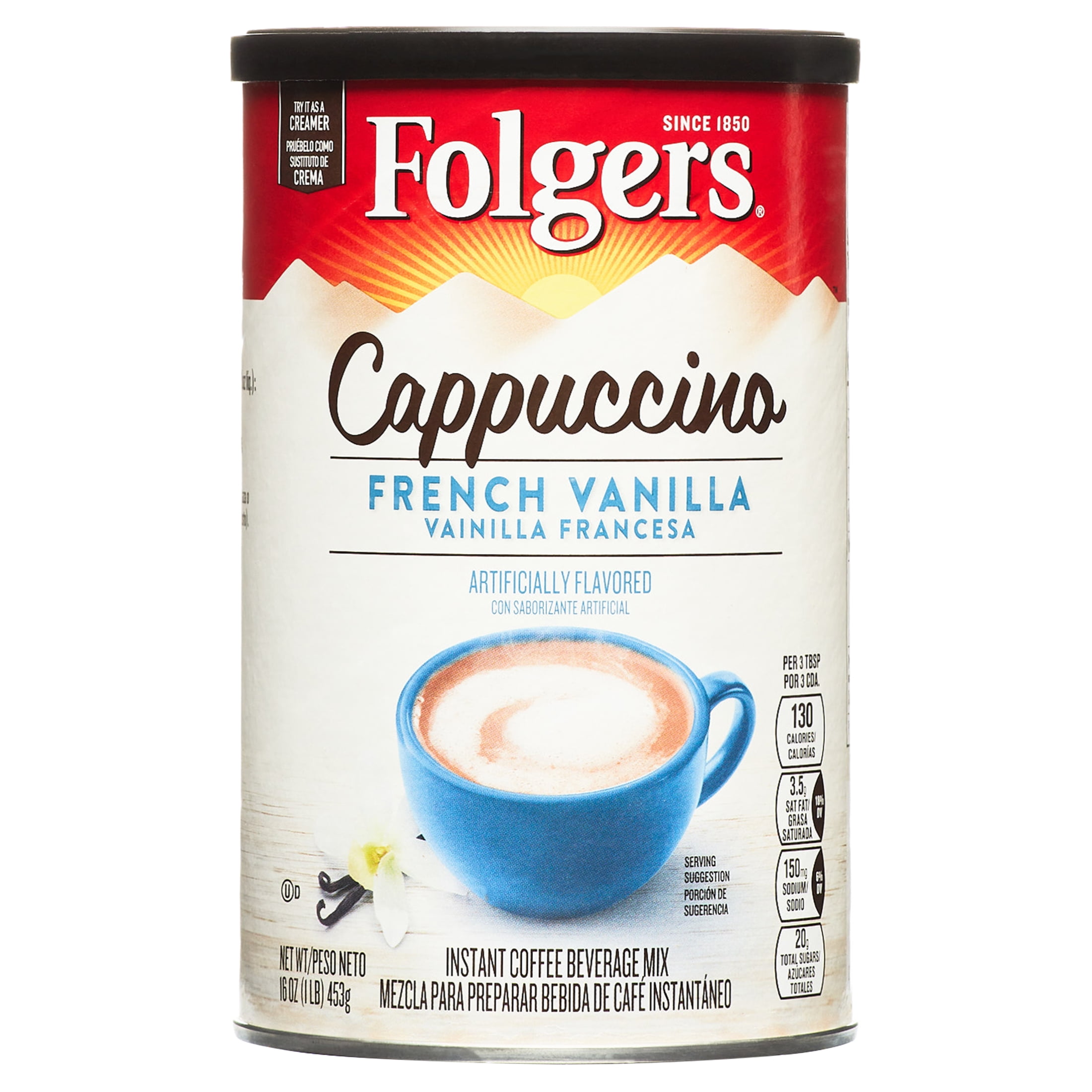 Folgers French Vanilla Flavored Cappuccino Packets, Instant Coffee