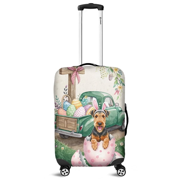 Easter Egg Airedale Terrier Bunny Ear Welcome Spring Truck Travel Luggage Cover Dale Waterside Dog Lover Suitcase Dust Protective Decor - 12002