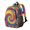 thumbnail image 2 of Yellow and Purple Tie Dye Pattern Backpack for School, Cute School Bag with Adjustable Shoulder Straps and Padded Back, 15"x11.42"x5.5", 2 of 3