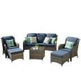 thumbnail image 2 of Ovios 6 Pieces Outdoor Patio Furniture Set All-Weather Patio Conversation Set Wicker Outdoor Sofa, 2 of 6