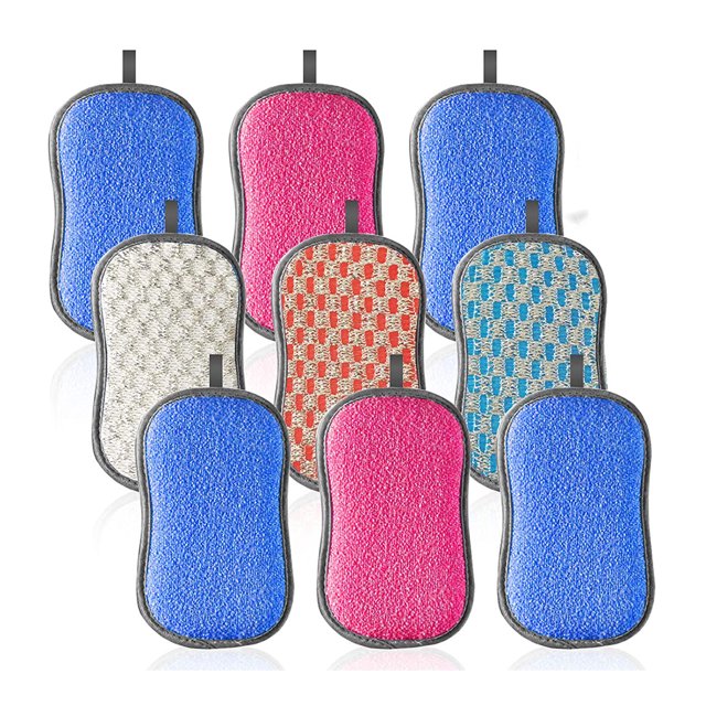 Esponja lavable de 3 colores, esponja para lavavajillas lavable ecológica, esponja de microfibra antibacteriana, 9 Uds.