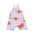 thumbnail image 5 of Odeerbi 5-13 Years Kids Girls Summer Jumpsuit Plaid Watermelon Print Camisole Romper Breathable Comfortable Suspender Overalls Bib Overall Shorts with Pockets, 5 of 5