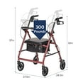 thumbnail image 2 of Drive Medical Aluminum Rollator Walker Fold Up and Removable Back Support, Padded Seat, 6" Wheels, Red, 2 of 7